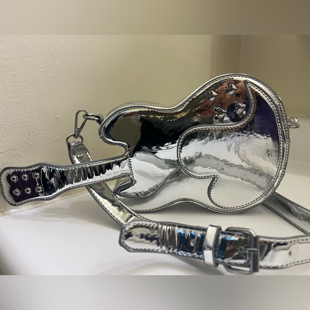 Silver Guitar Purse